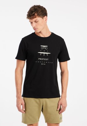 TANDROS - Printtipaita - true black