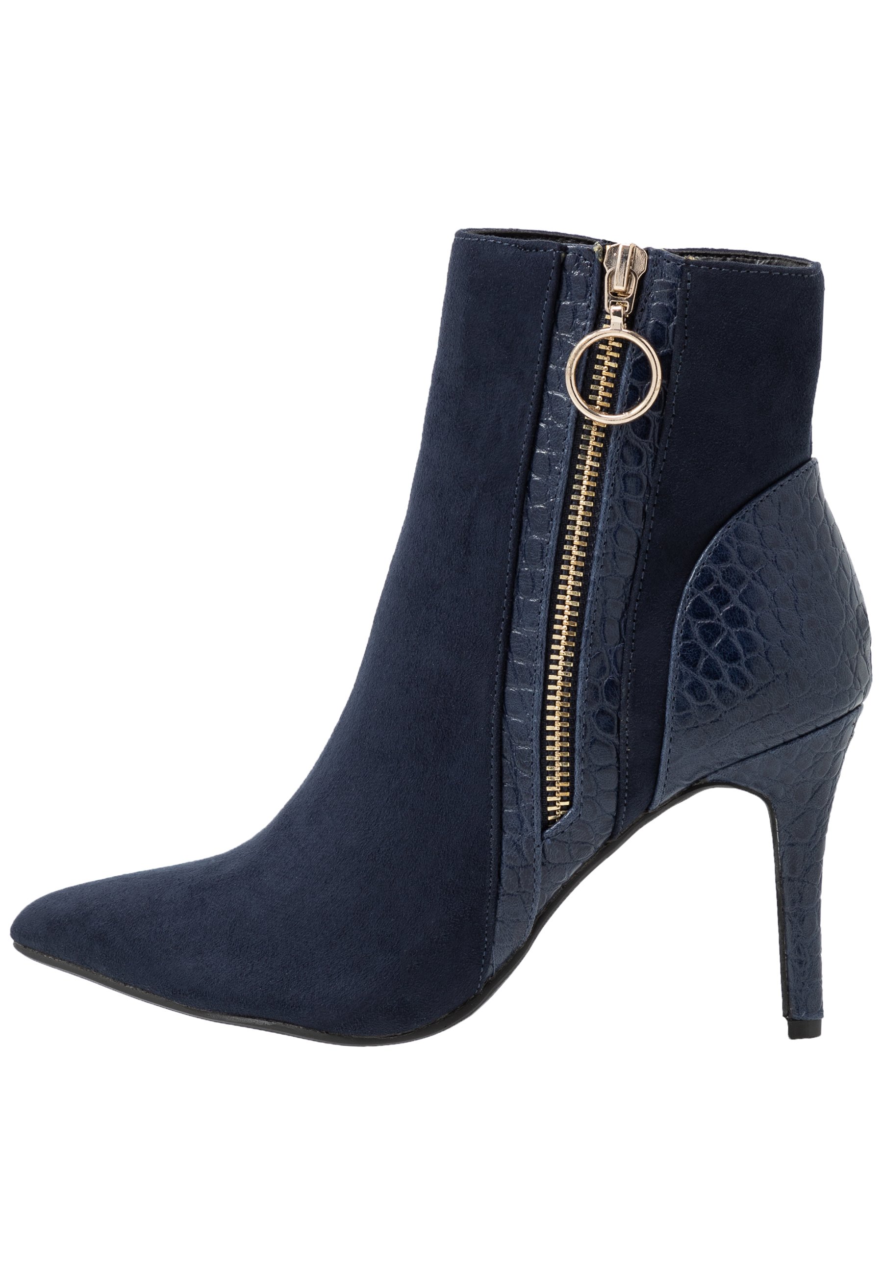 navy heeled ankle boots uk