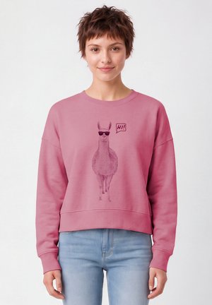 watapparel, LAMA SAGT HI - Sweater - bubble pink