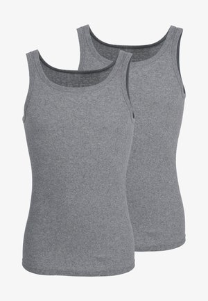 Graue Baumwoll-Trägershirts mit einem gerippten Textur und rundem Ausschnitt. Enthält zwei Teile, ohne sichtbare Logos oder Muster.