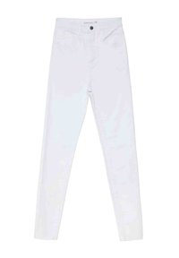 Vita smala jeans med en klassisk femfickdesign, med knappstängning, subtila sömmar och en slät, något stretchy textur.