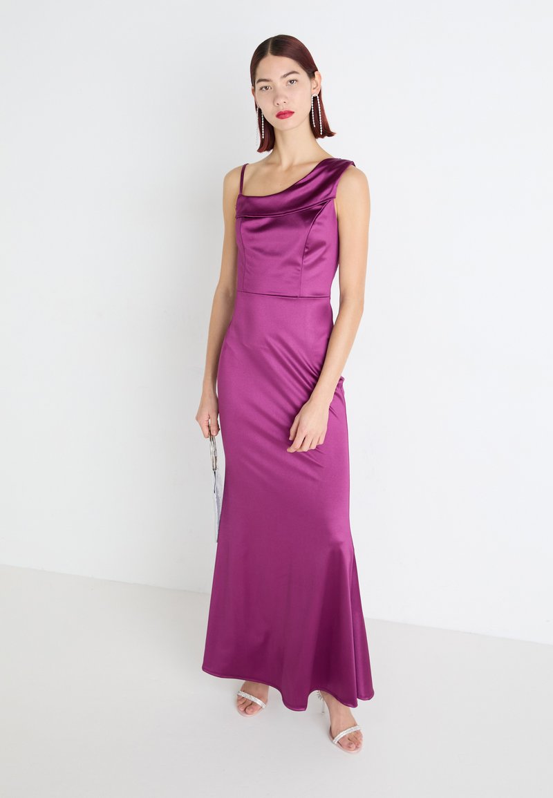 strapless open back dress Asos Long Purple Satin Ladies Party Dress With One Sleeve UK 8 - Tags On -  Womenswear