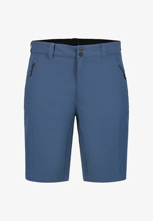 Shorts outdoor blu con una texture liscia, due tasche frontali con cerniera e chiusura con bottone. Caratterizzati da una vestibilità regolare e cuciture impunturate.