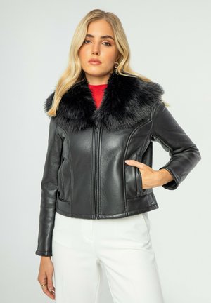 Faux leather jacket - black