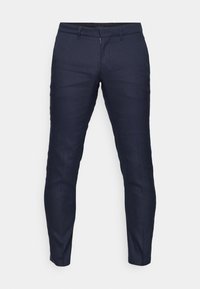 Námořnické slim-fit kalhoty vyrobené z texturované tkaniny, s zipem, poutky na pásek a dvěma předními kapsami pro čistý a upravený vzhled.