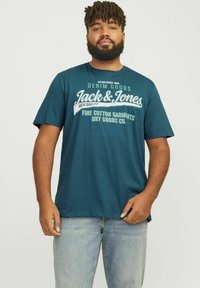 Jack & Jones JJELOGO - Marškinėliai su spaudiniu - deep teal