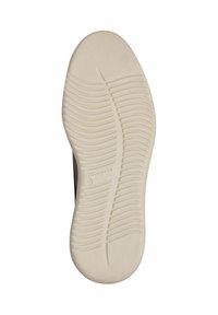 Sole della scarpa in gomma crema con un motivo antiscivolo testurizzato, caratterizzata da un design stampato e il nome del marchio "Tamaris" inciso nella misura 42.