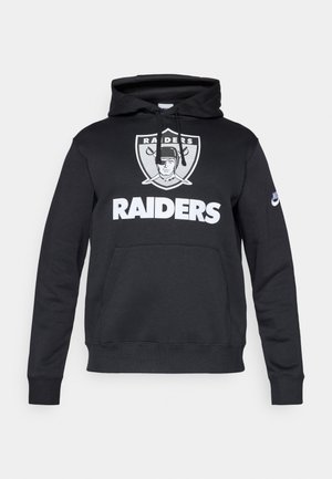Mustavillainen huppari, joka on valmistettu puuvillasekoitteesta. Hupparissa on suuri valkoinen "RAIDERS"-logo ja graafinen kuva edessä, sekä kengurupocket ja nauhakuitti.