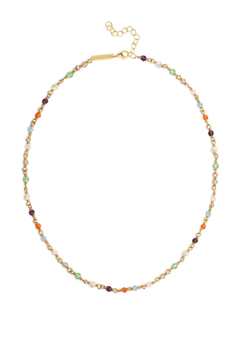 SINGULARU Collana Mini Crystals Colors In Argento 925 Con Bagno Oro 18Kt, Cristalli Colorati 2mm, Lunghezza 40+5 Cm, Con Custodia Regalo - 4