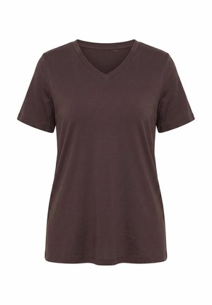 Ulla Popken, FUNKTIONSSHIRT, ANTIBAKTERIELL, V-AUSSCHNITT, HALBARM - T-shirt basique - mahogany