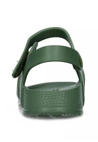 Infradito in plastica verde con due cinturini regolabili e una soletta testurizzata. La suola presenta una grip a motivo per una migliore aderenza.