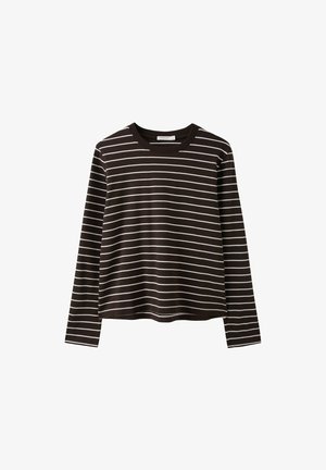 Stradivarius, LONG SLEEVE STRIPED T-SHIRT - Long sleeved top - dark brown