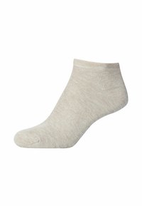 Calza corta in cotone beige con texture liscia, bordo a coste e punta rinforzata. Design leggero per traspirabilità e comfort.