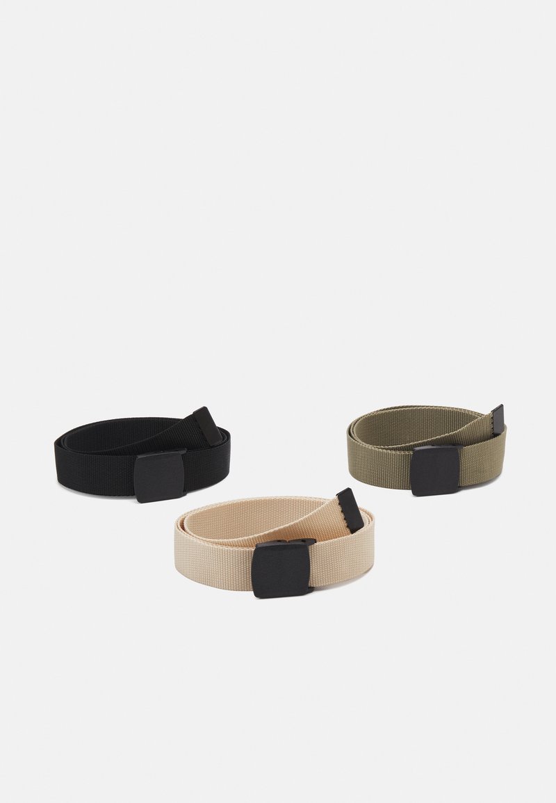Pier One UNISEX 3 PACK - Pásek - black/beige /khaki