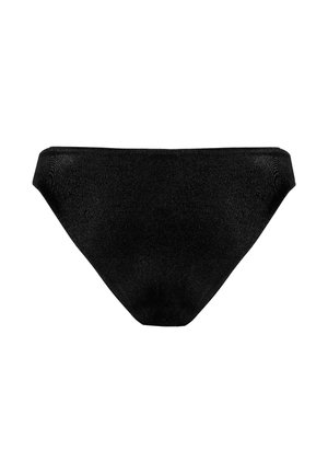 Mutande a forma di bikini nere e senza cuciture, con una texture liscia e una cintura elastica.