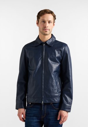 IN FULL ZIP - Leren jas - blu scuro