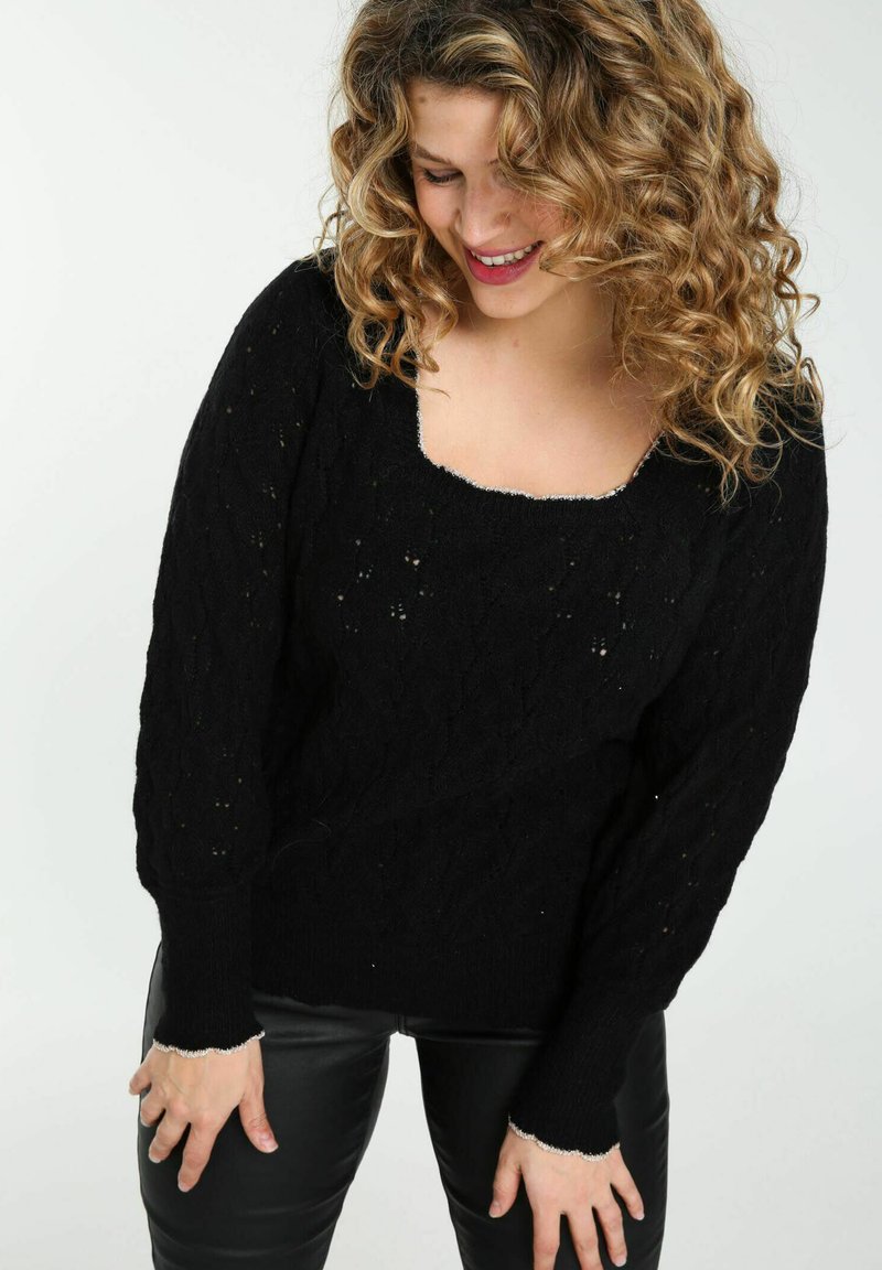 Damen Strickjacken | Paprika Strickpullover black/schwarz - IW54132 Damen Strickjacken | Paprika Strickpullover black/schwarz - IW54132