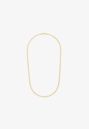 Collar de color dorado con un diseño de cadena delicada, que presenta pequeños eslabones interconectados y un cierre seguro.