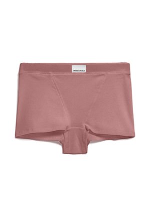 Roze katoen boxershorts met een zachte ribbelstructuur, voorzien van een brede tailleband en een klein merkembleem op het midden voor.