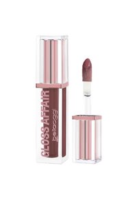 Lucidalabbra in un contenitore rettangolare trasparente con un accento rosa. Presenta un applicatore arrotondato con una punta morbida, il colore è un mauve tenue.