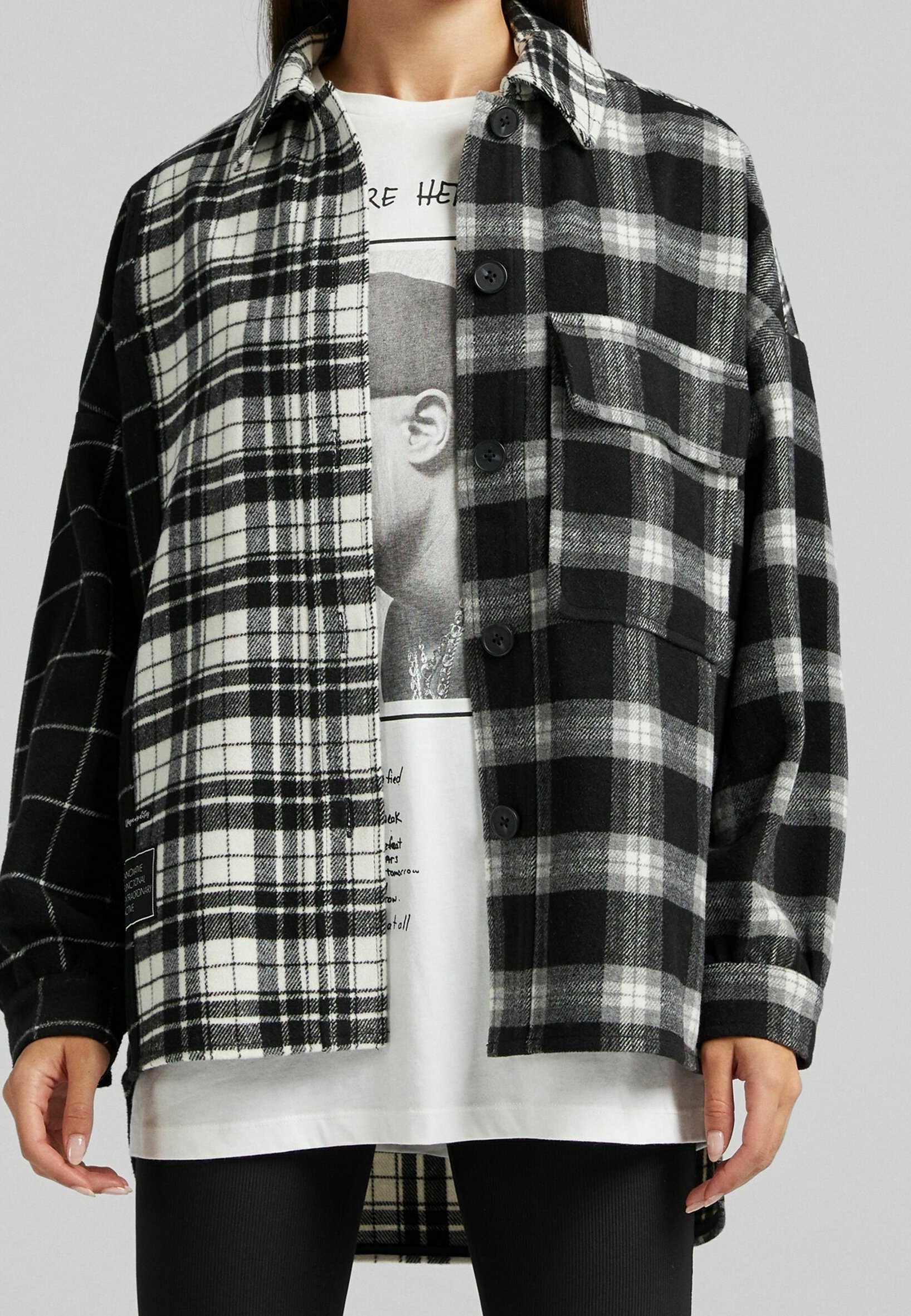 Camicia Nera Giacca Camicia A Quadri Bershka Camicia Elegante Camicia Nera  E Bianca A Quadri Abbinamento