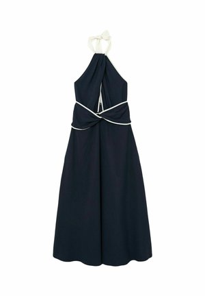 Reiss, REGULAR FIT - BLAIR CONTRAST-TRIM HALTERNECK MIDI DRESS . - Hverdagskjole - navy ivory