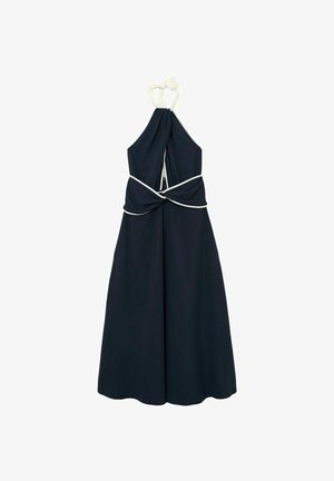 Reiss, REGULAR FIT - BLAIR CONTRAST-TRIM HALTERNECK MIDI DRESS . - Jurk - navy ivory