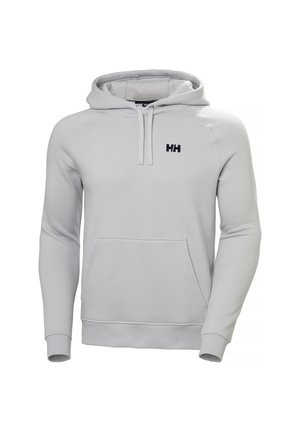 Lichtgrijze hoodie met kangoeroezak, capuchon met trekkoord en geribde boorden. Voorzien van een klein donkerblauw logo op de borst. Gemaakt van een zachte katoenmix.