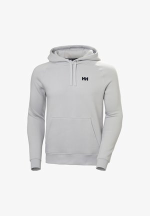 Lichtgrijze hoodie met kangoeroezak, capuchon met trekkoord en geribde boorden. Voorzien van een klein donkerblauw logo op de borst. Gemaakt van een zachte katoenmix.