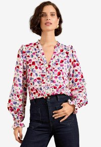 REGULAR FIT - POPPY  PRINTED TRIM DETAIL NOTCH NECK  LONG SLEEVE - Blúzka so zapínaním na gombíky - ivory floral