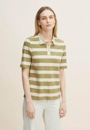 MIT PIKEE STRUKTUR - Polo - olive beige college stripe