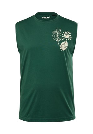 Men Plus, TANK PRINT RUNDHALS - Top - dark petrol