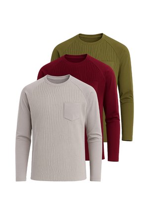 PACK OF 3 - Long sleeved top - grey/olive/burgundy