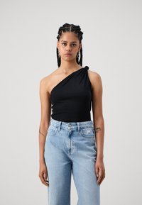 Abercrombie & Fitch VARIGATED KNOTTED TANK - Top - black beauty