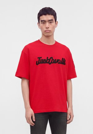Just Cavalli, BLOGO EMBROIDERY - Тениска с щампа - ribbon red