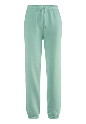Pantaloni della tuta verde menta chiaro realizzati in materiale morbido, con vita elasticizzata e cordino, polsini elasticizzati e una vestibilità comoda.