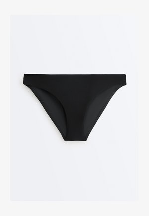 Černý texturovaný spodní díl bikin s klasickým střihem, zobrazený na bílém pozadí.