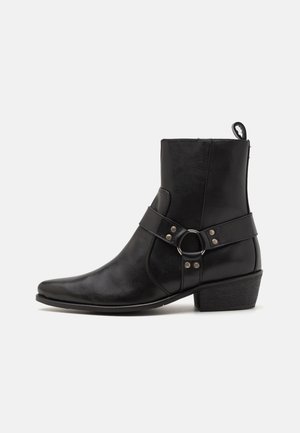 LEATHER UNISEX - Kaubojiški / motociklininko stiliaus aulinukai - black