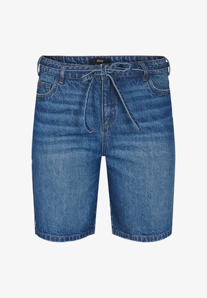 Zizzi, MIT BINDEGÜRTEL - Denimshorts - blue denim