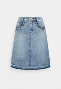 Cream A-line skirt - blue denim