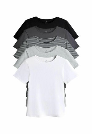 T-shirt basic - white black charcoal grey marl stripe