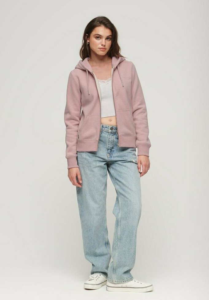 Felpa Con Cappuccio Superdry Donna - Grigio Antracite, Cotone, Tasca Marsupio, Vestibilit&agrave; Regular