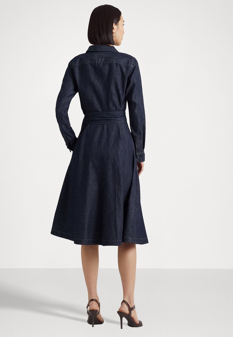 Lauren Ralph Lauren DENIM LONG-SLEEVE MIDI DRESS - Denim dress - dark rinse  wash/dark-blue denim - Zalando
