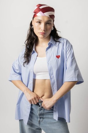 LOUI HEART UNISEX - Bluza s gumbima - blue/white