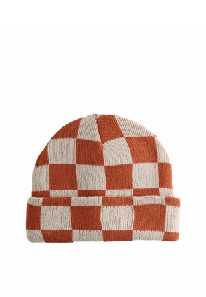 Next, BEANIE HAT - Mütze - rust ecru check