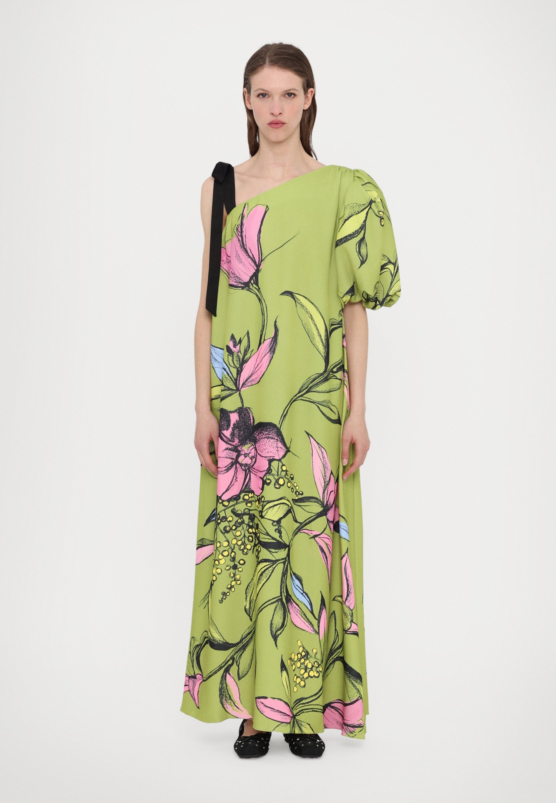 Stine Goya ONE SLEEVE MAXI DRESS BOW STRAP - Maxi dress - green - Zalando