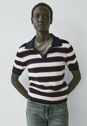 STRIPED - Polo - mottled dark blue
