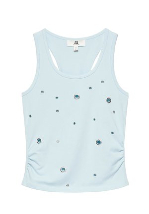 PULL&BEAR, EYELET WITH GATHERED - VEST TOP - Débardeur - light blue