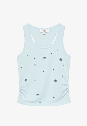 PULL&BEAR, EYELET WITH GATHERED - VEST TOP - Débardeur - light blue