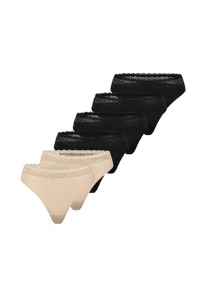 6 PACK - Tanga - schwarz/beige